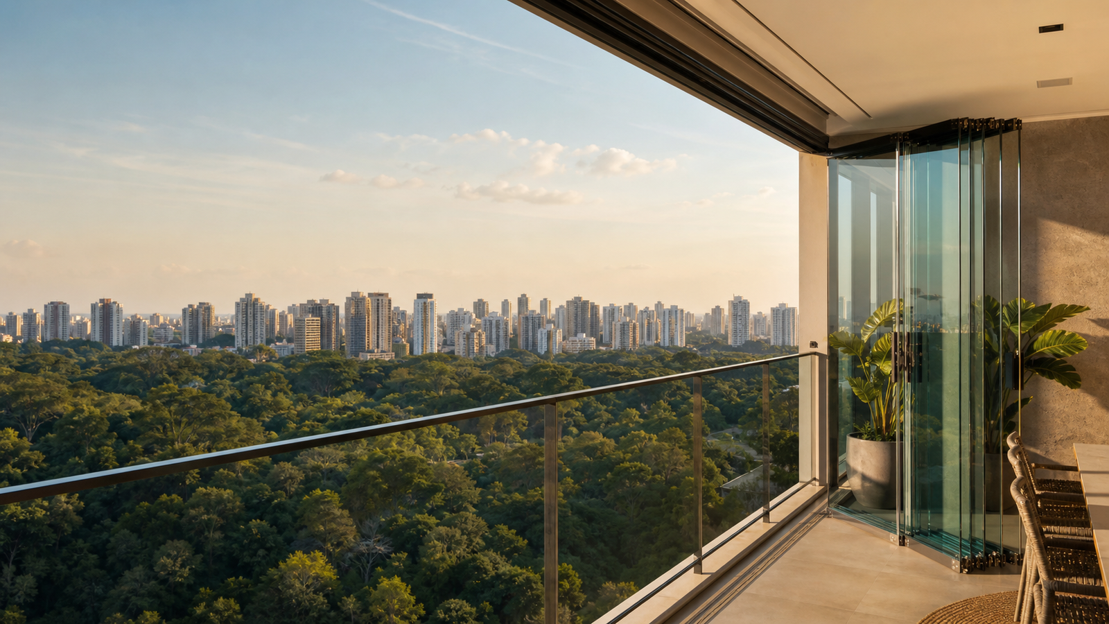 cortina de vidro retrátil em varanda de apartamento